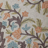 Ravellaa - Chain Stitch Embroidery Cotton Rug in Cream/Blue