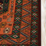 Tazvora - Chain Stitch Embroidery Wool Rug In Orange/Green