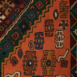 Tazvora - Chain Stitch Embroidery Wool Rug In Orange/Green