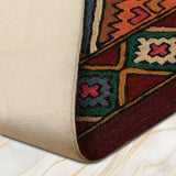 Tazvora - Chain Stitch Embroidery Wool Rug In Orange/Green