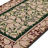 Shayra - Chain Stitch Embroidery Wool Rug In Green/Maroon