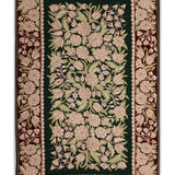 Shayra - Chain Stitch Embroidery Wool Rug In Green/Maroon