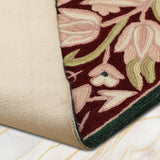 Shayra - Chain Stitch Embroidery Wool Rug In Green/Maroon