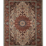 Zhaleh - Hand Knotted Silk Rug In Rust/Cream