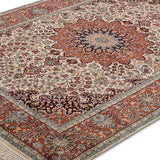 Zhaleh - Hand Knotted Silk Rug In Rust/Cream