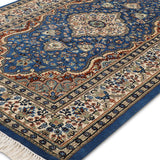 Soraya - Hand Knotted Wool Rug in Turkish Blue/ Ivory
