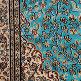 Bahareh - Hand Knotted Silk Rug In TurquoiseBlue/Ivory