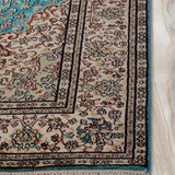 Bahareh - Hand Knotted Silk Rug In TurquoiseBlue/Ivory