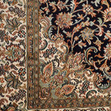 Yasamin - Hand Knotted Silk in Navy Blue/Ivory