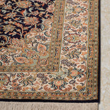 Yasamin - Hand Knotted Silk in Navy Blue/Ivory