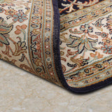 Yasamin - Hand Knotted Silk in Navy Blue/Ivory