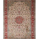 Narges - Hand Knotted Wool Rug in Cream/Red