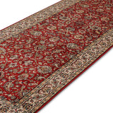 Ruhani - Hand Knotted Silk Rug in Crimson Red/ Cream