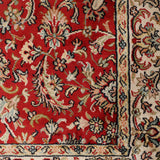 Ruhani - Hand Knotted Silk Rug in Crimson Red/ Cream