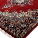 Zara - Hand Knotted Wool Rug In Crimson Red/Navy Blue