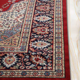 Zara - Hand Knotted Wool Rug In Crimson Red/Navy Blue