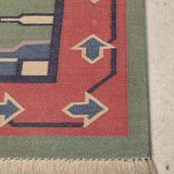 Nia - Hand Woven Cotton Rug In Green/Beige