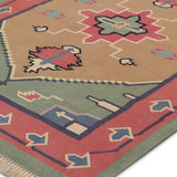 Nia - Hand Woven Cotton Rug In Green/Beige
