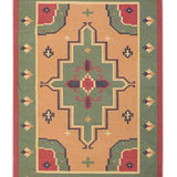Jada - Hand woven Cotton Rug in Olive Green/Red