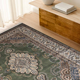Parnav - Hand Knotted Wool Rug in Olive Green/Beige