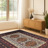 Navros - Hand Knotted Wool Rug in Red/Cream